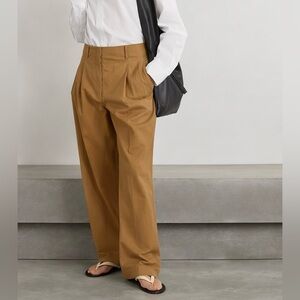The Row 10 Women’s Gaugin pleated cotton-poplin wide-leg pants in Camel